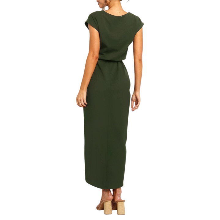 Womens Midi Dress Casual Tie-Waist Wrap Style