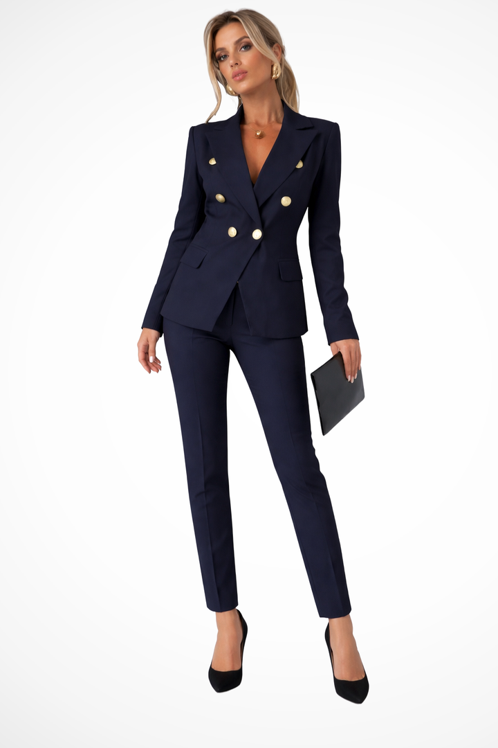 Womens Tailored Blazer and Double Breasted Trouser Suit Set