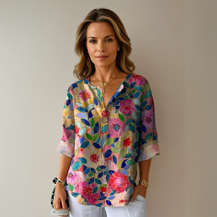 Womens Blouse V-Neck Lightweight Summer Fit - Clovrio