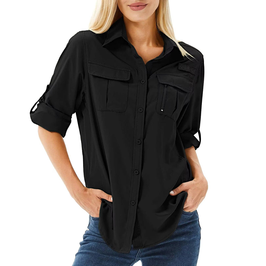 Womens Hiking Shirt Long Sleeve Roll-Up Sleeves