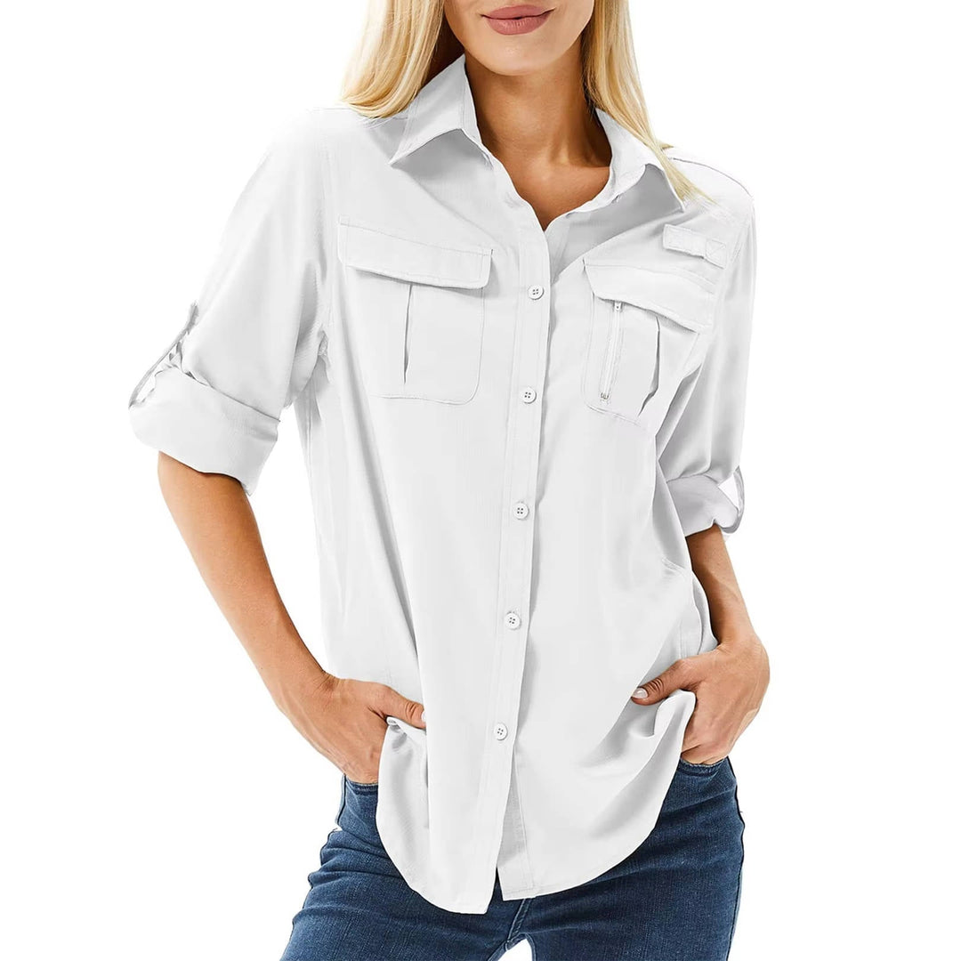 Womens Hiking Shirt Long Sleeve Roll-Up Sleeves