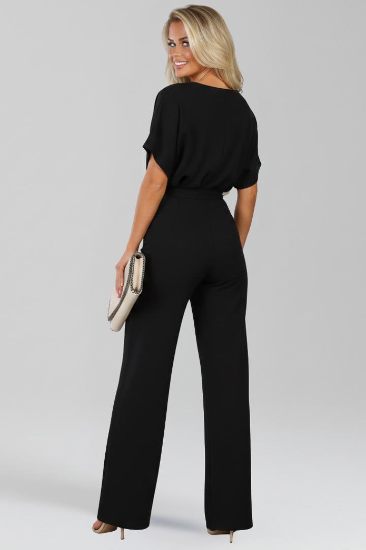 Womens Jumpsuit with Tie Waist and Wide Leg Design