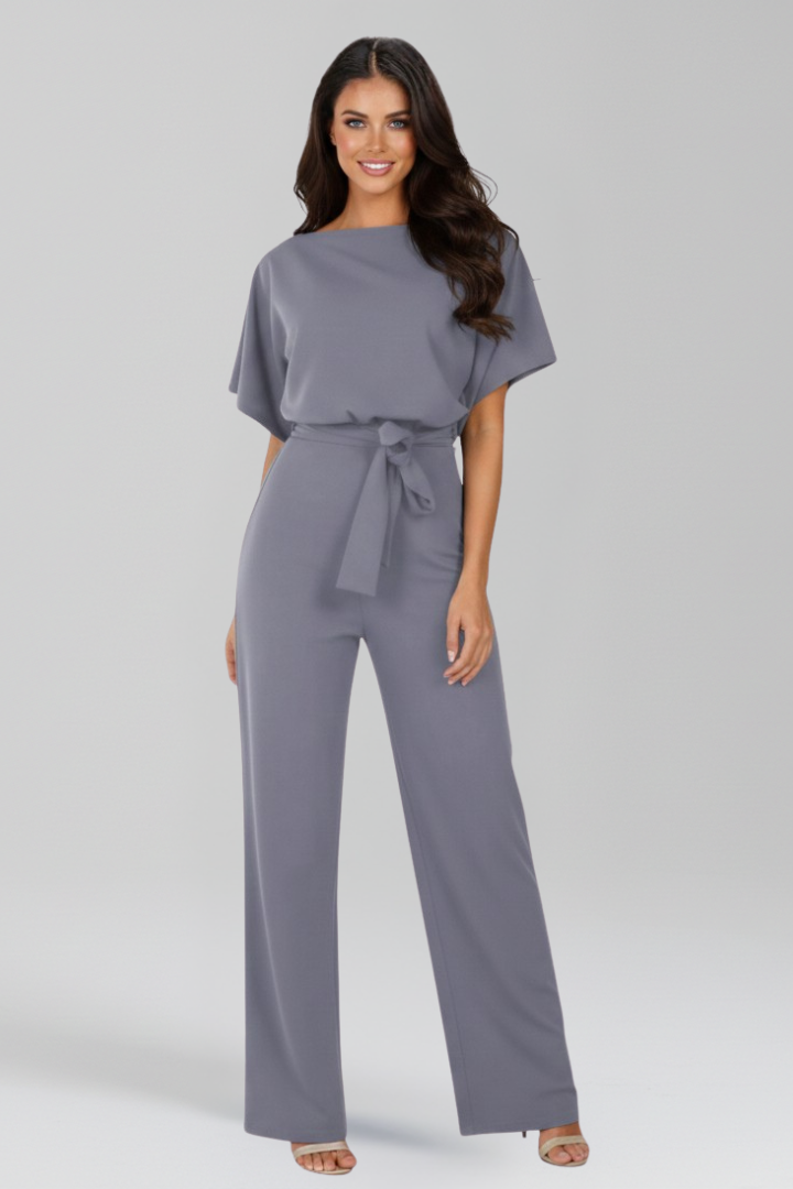Womens Jumpsuit with Tie Waist and Wide Leg Design
