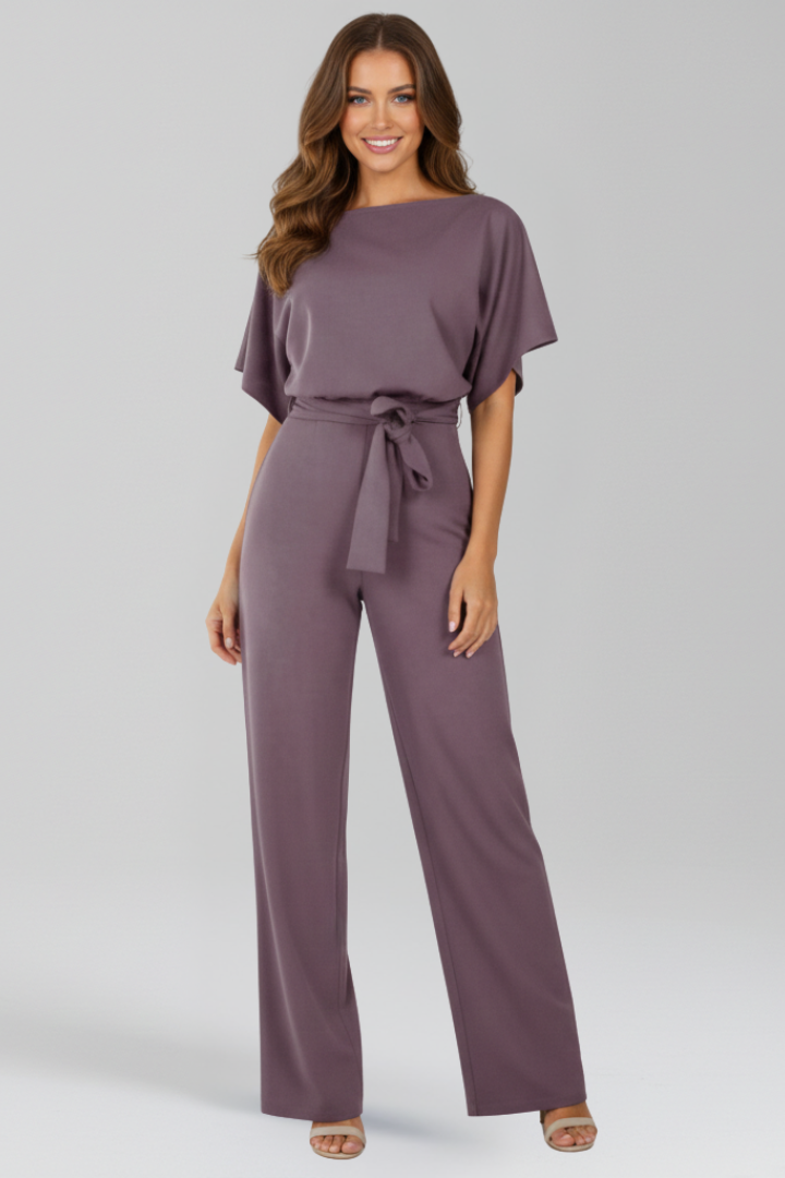 Womens Jumpsuit with Tie Waist and Wide Leg Design