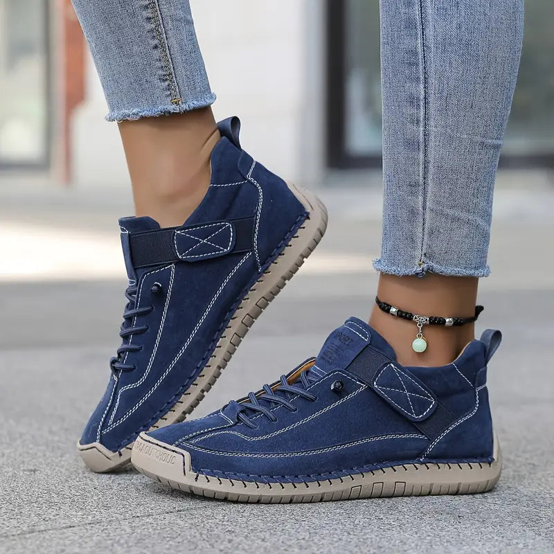 Womens Trainers with Lace-Up Design Braided Sole and Strap Fastening