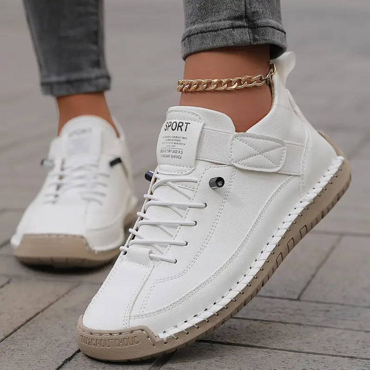 Womens Trainers with Lace-Up Design Braided Sole and Strap Fastening