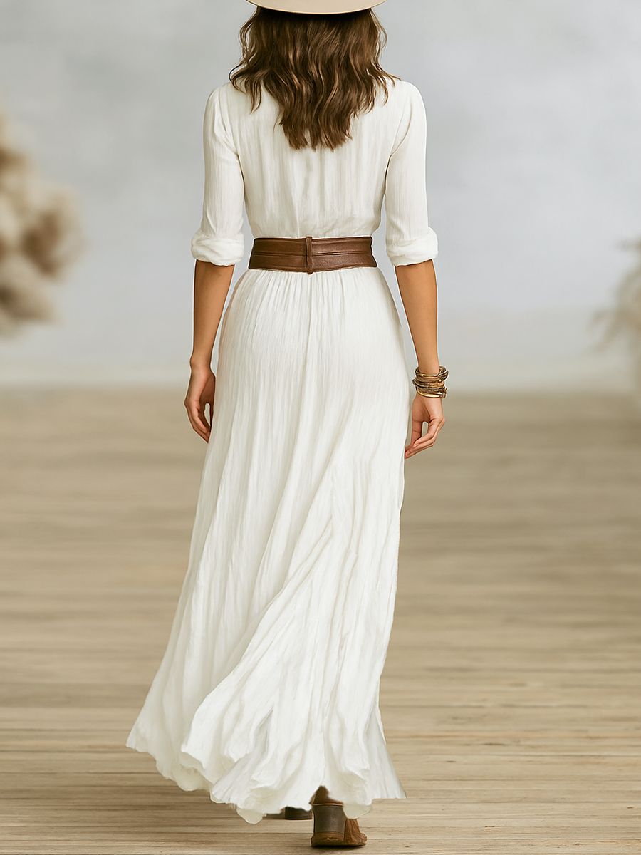 Womens Maxi Dress Crinkled Fabric Boho Style