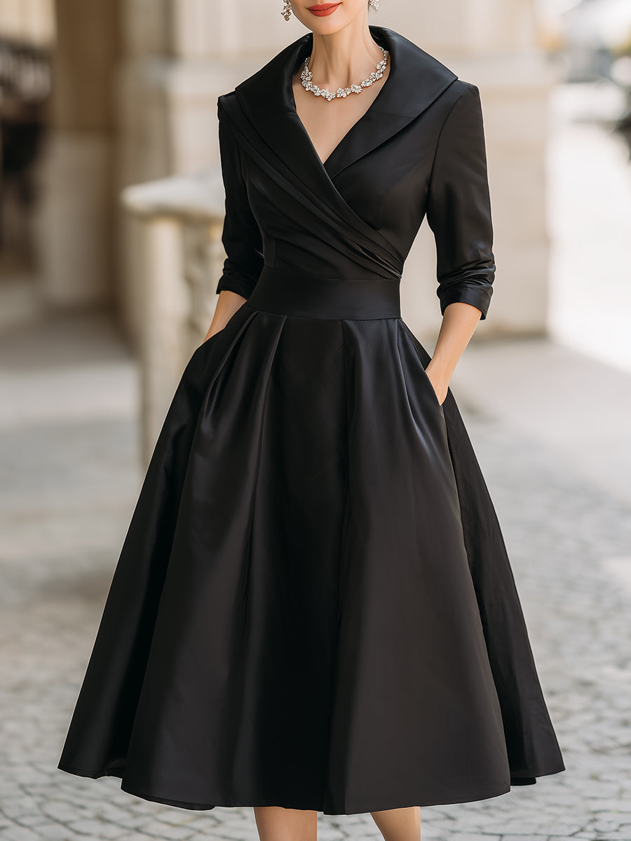 Womens Midi Dress Wrap Flare Evening Style - Clovrio