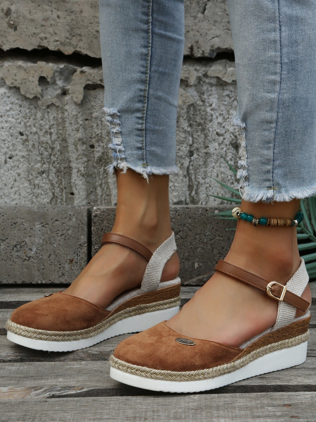 Womens Orthopedic Sandals Closed Toe Wedge with Ankle Strap