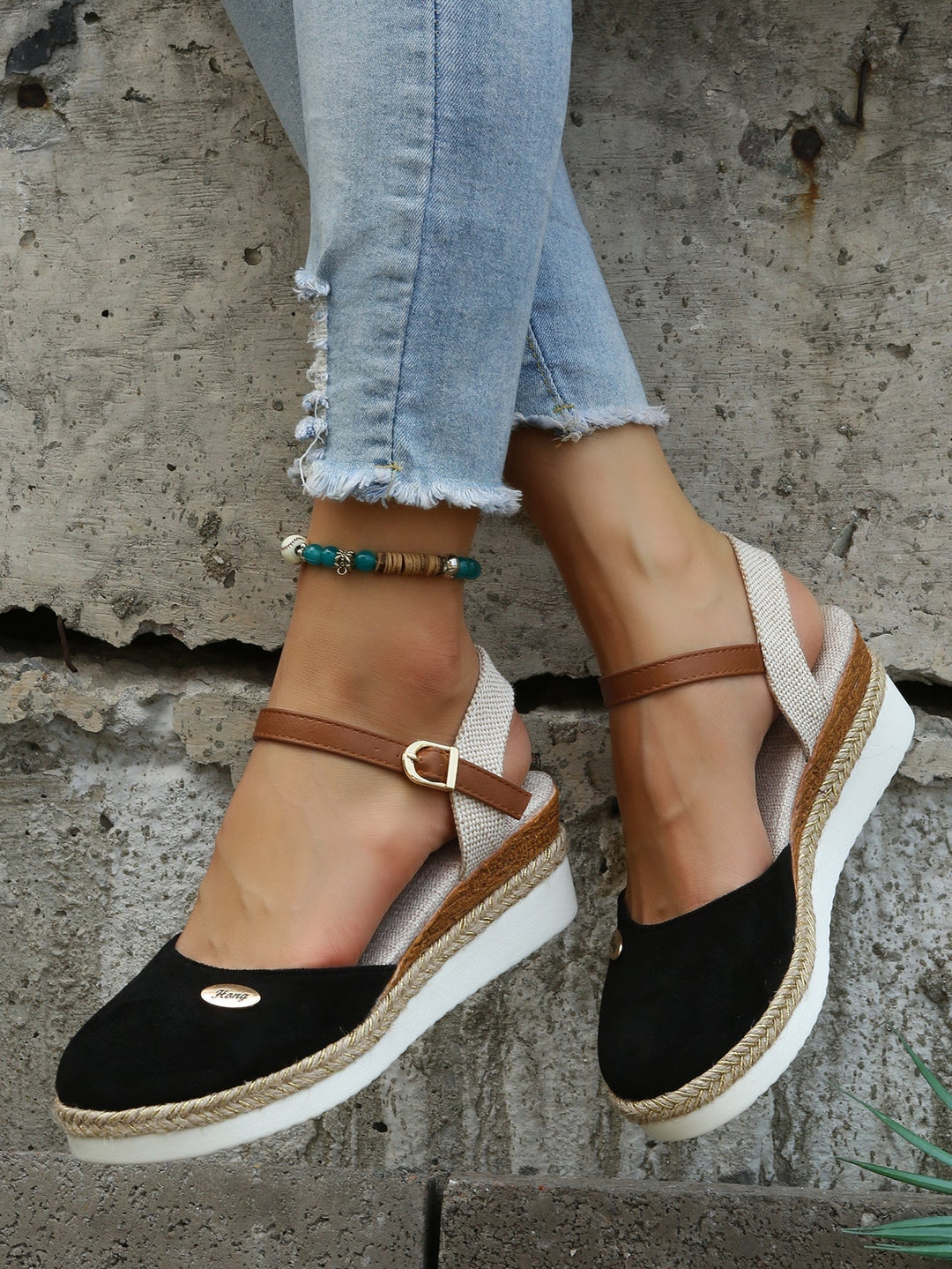 Womens Orthopedic Sandals Closed Toe Wedge with Ankle Strap