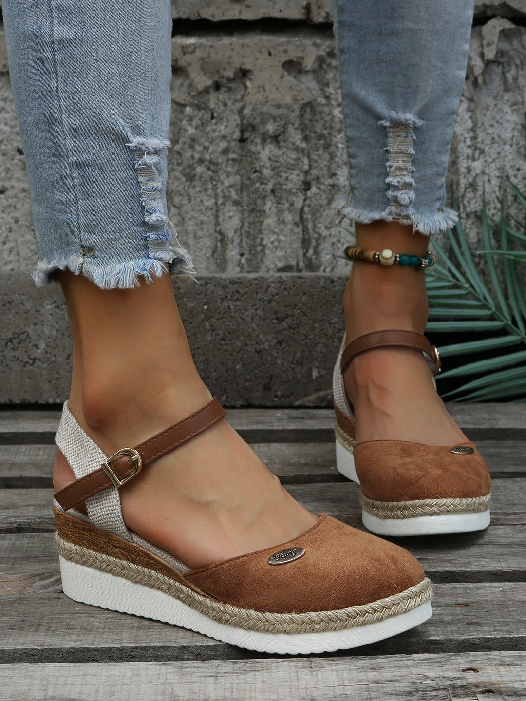 Womens Orthopedic Sandals Closed Toe Wedge with Ankle Strap