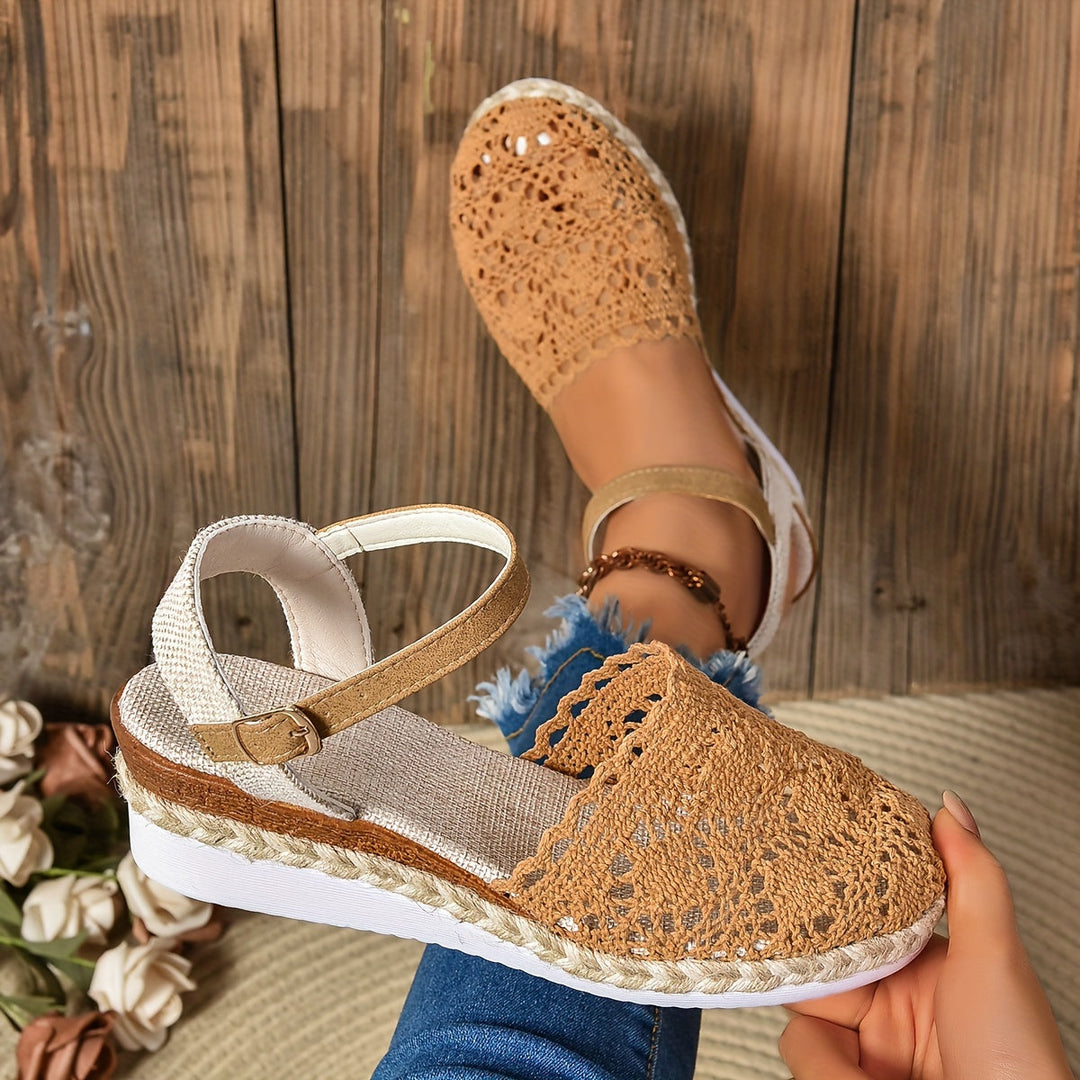 Womens Orthopedic Sandals Crochet Wedge Espadrille