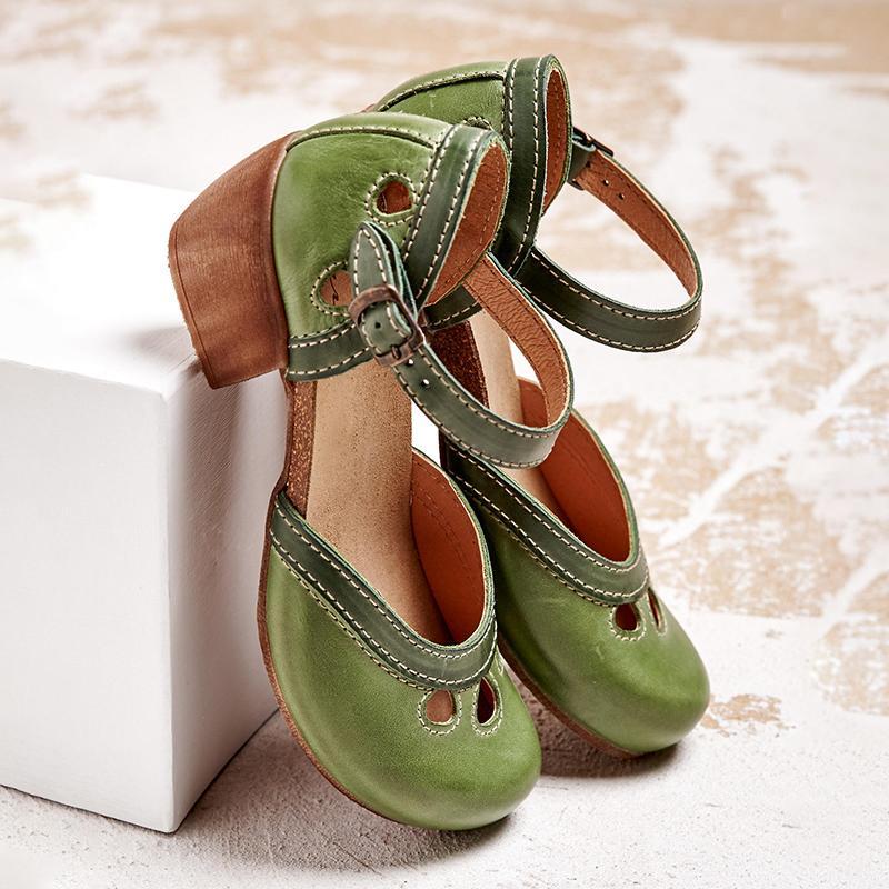 Womens Orthopedic Sandals Low Heel Mary Jane Closed Toe