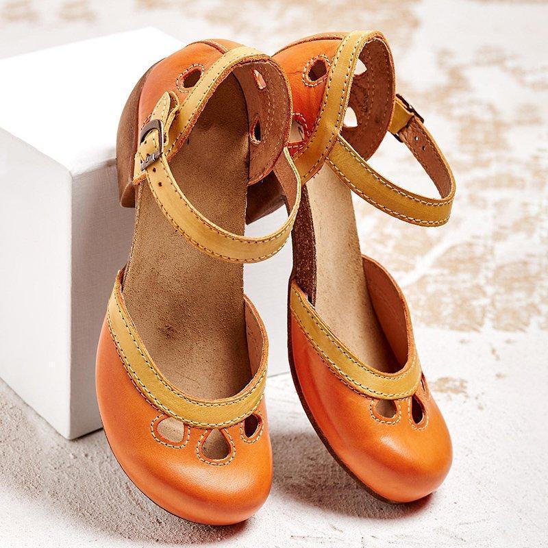 Womens Orthopedic Sandals Low Heel Mary Jane Closed Toe