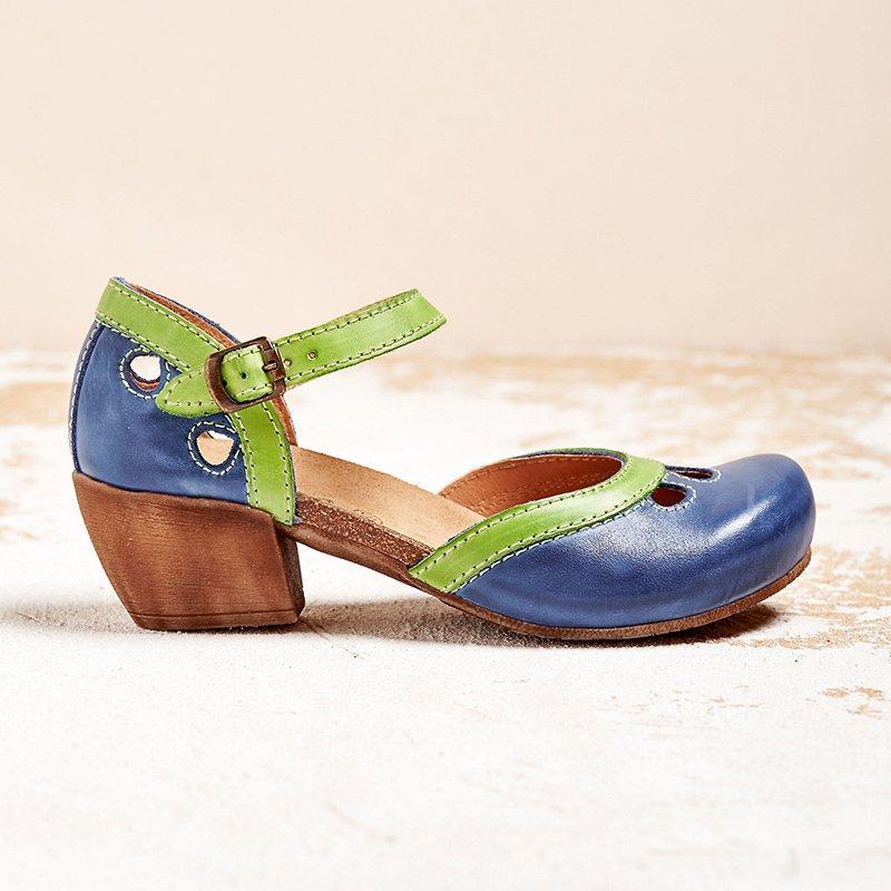 Womens Orthopedic Sandals Low Heel Mary Jane Closed Toe