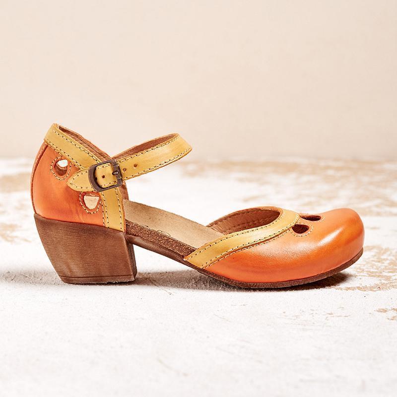 Womens Orthopedic Sandals Low Heel Mary Jane Closed Toe