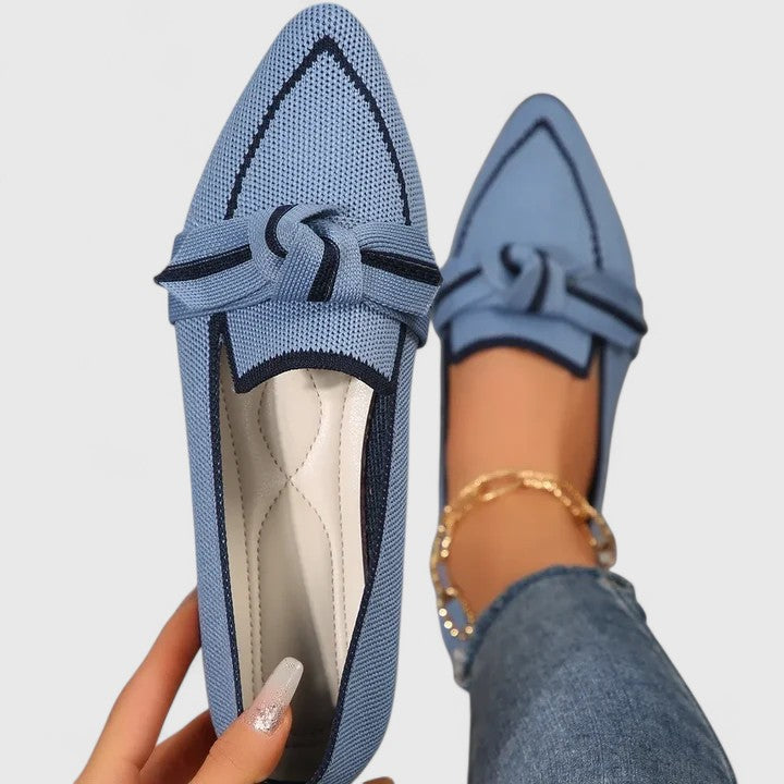 Womens Knit Loafers Pointed Toe Cushioned Sole Slip-On - Clovrio