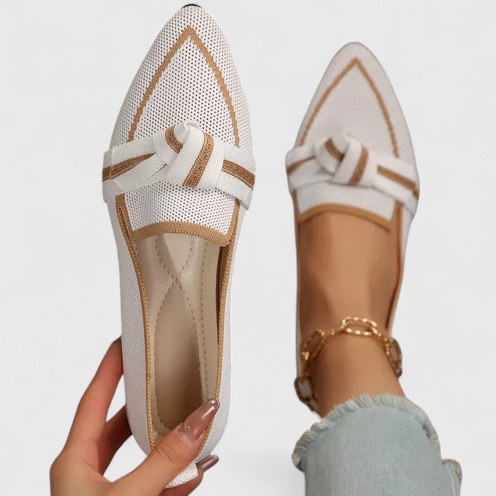 Womens Knit Loafers Pointed Toe Cushioned Sole Slip-On