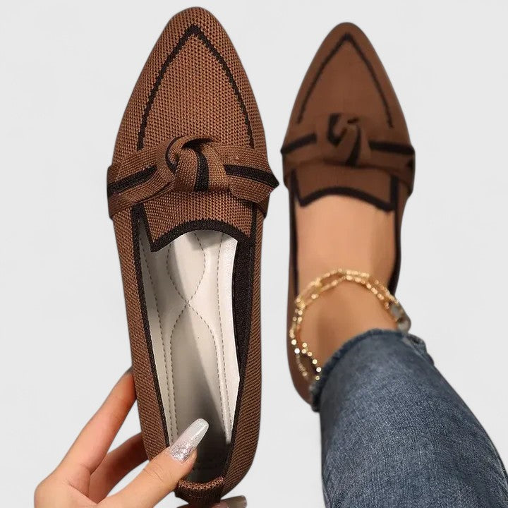 Womens Knit Loafers Pointed Toe Cushioned Sole Slip-On