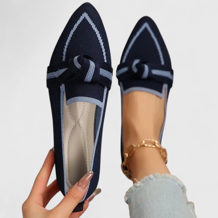 Womens Knit Loafers Pointed Toe Cushioned Sole Slip-On