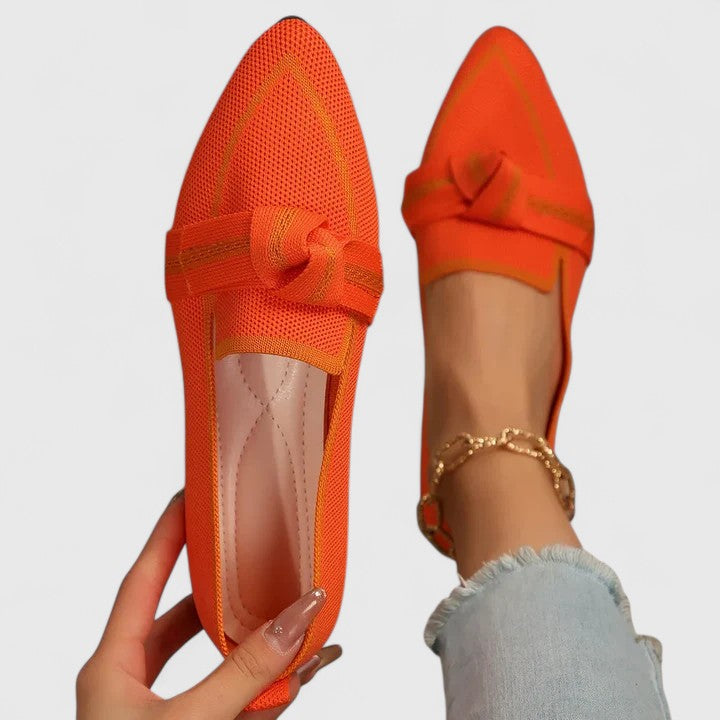 Womens Knit Loafers Pointed Toe Cushioned Sole Slip-On