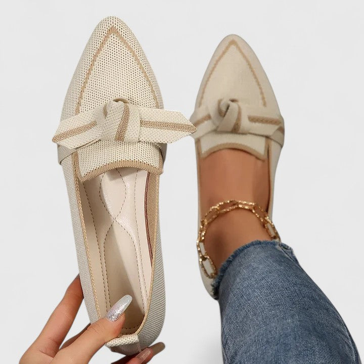 Womens Knit Loafers Pointed Toe Cushioned Sole Slip-On