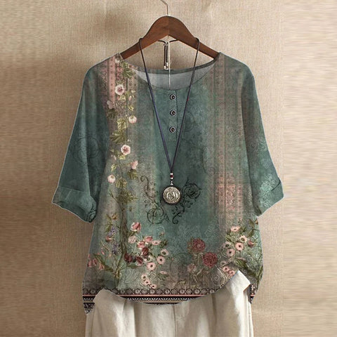 Womens Blouse Lightweight Printed Loose Fit Tunic - Clovrio