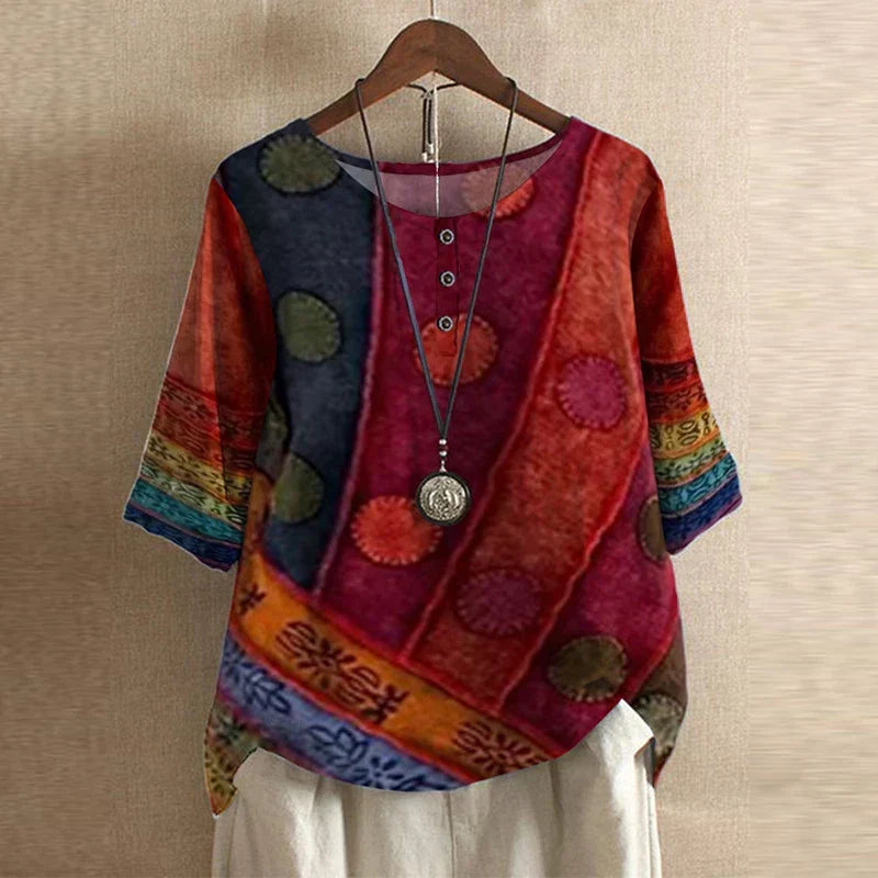 Womens Blouse Lightweight Printed Loose Fit Tunic