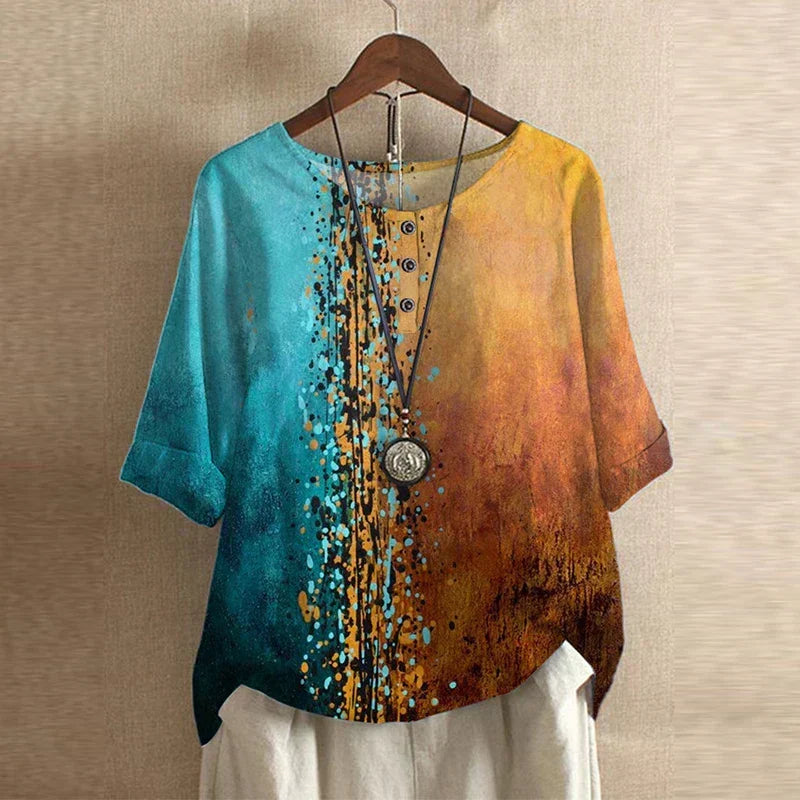 Womens Blouse Lightweight Printed Loose Fit Tunic