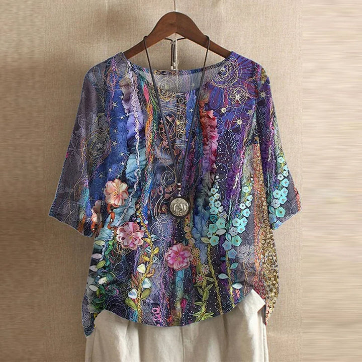 Womens Blouse Lightweight Printed Loose Fit Tunic