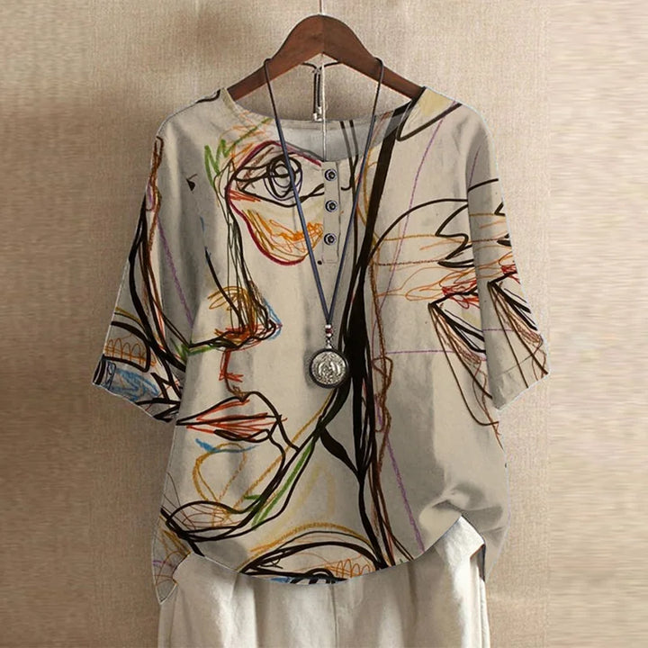 Womens Blouse Lightweight Printed Loose Fit Tunic