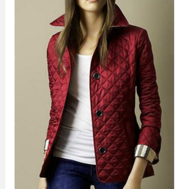 Womens Quilted Jacket Lightweight Puffer Diamond Stitch Outerwear