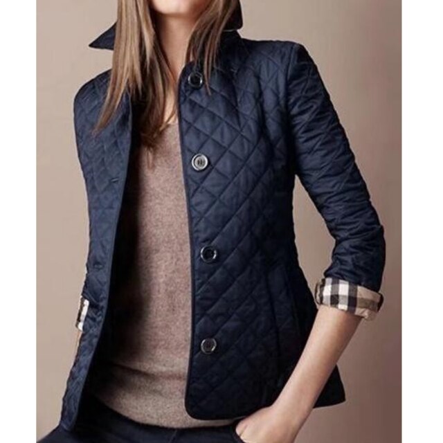 Womens Quilted Jacket Lightweight Puffer Diamond Stitch Outerwear