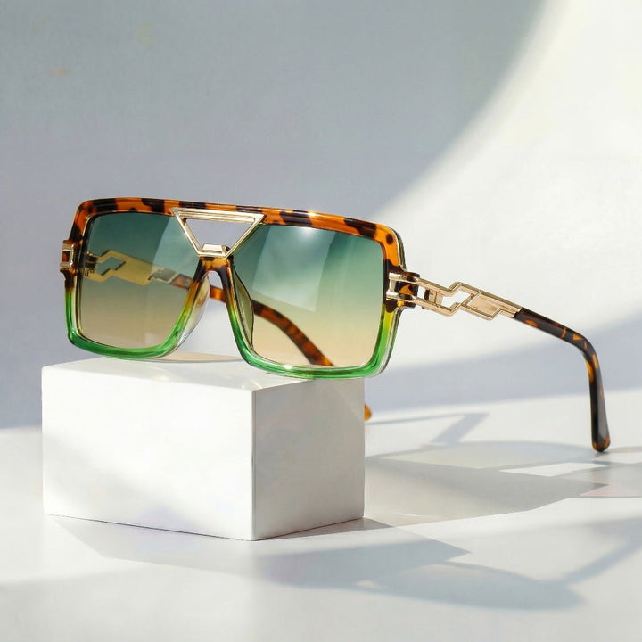 Womens Square Sunglasses with Chain Link UV Protection