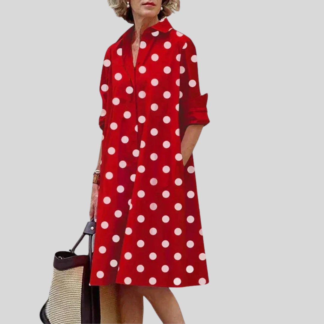 Womens Midi Shirt Dress Relaxed Fit Long Sleeve with Pockets