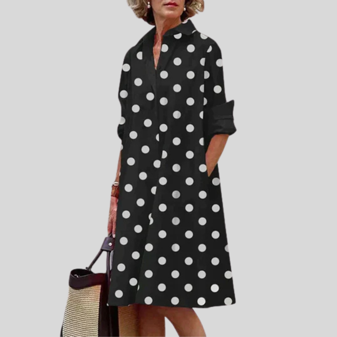 Womens Midi Shirt Dress Relaxed Fit Long Sleeve with Pockets