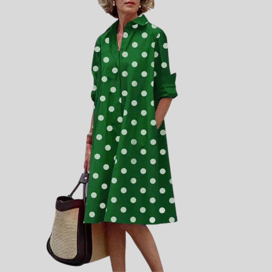 Womens Midi Shirt Dress Relaxed Fit Long Sleeve with Pockets