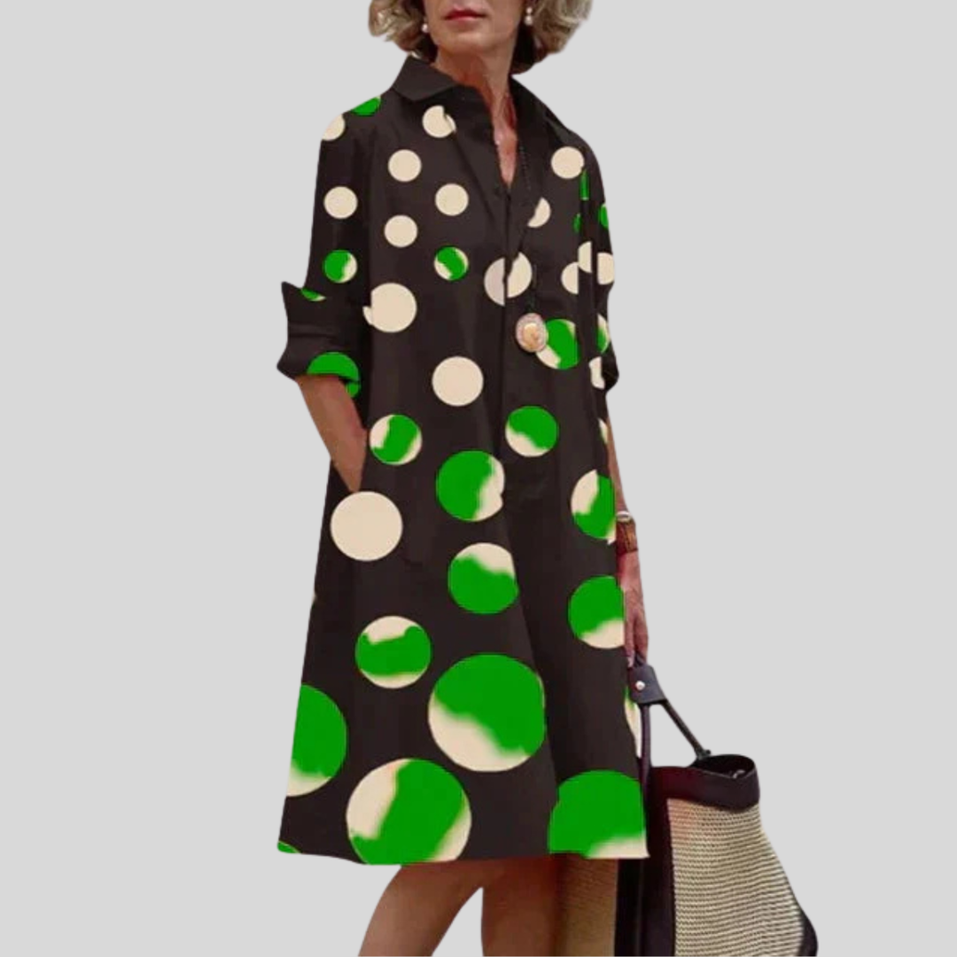 Womens Midi Shirt Dress Relaxed Fit Long Sleeve with Pockets