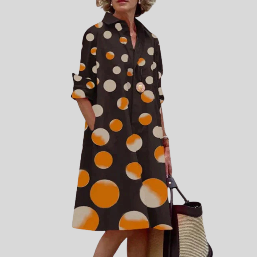 Womens Midi Shirt Dress Relaxed Fit Long Sleeve with Pockets