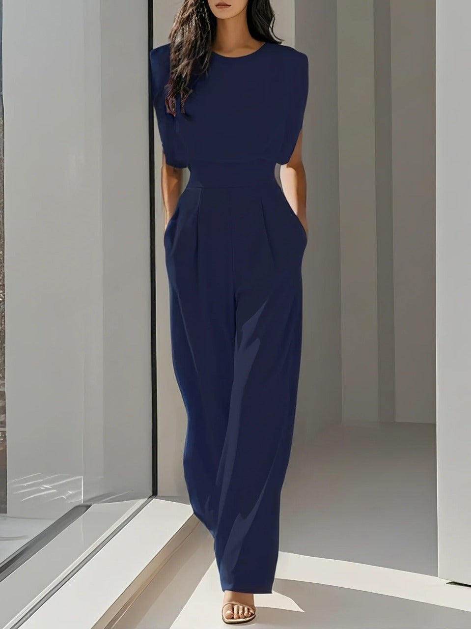 Womens Sleeveless Jumpsuit Wide Leg Elegant Fit
