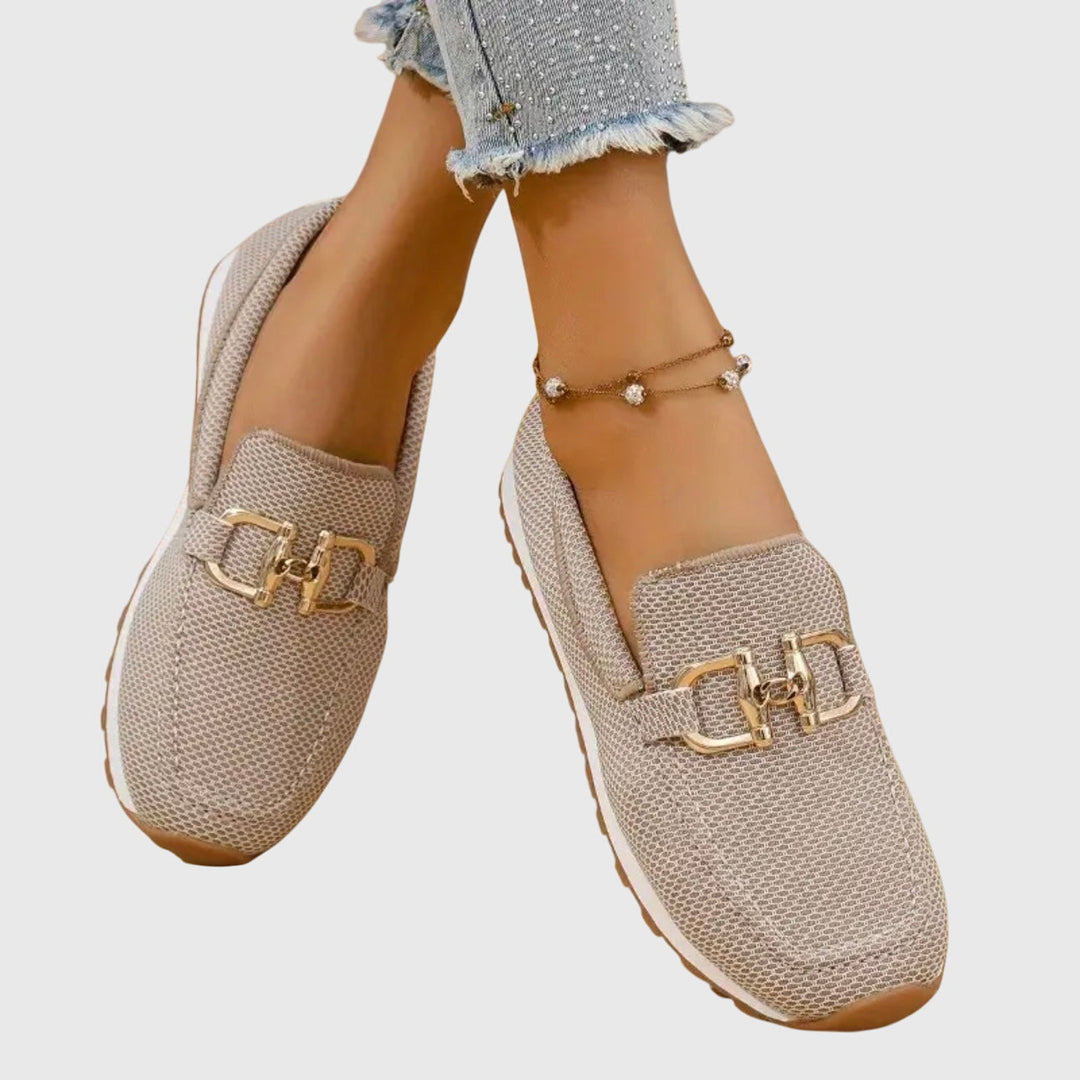 Womens Slip-On Loafers Breathable Mesh Trainer with Gum Sole