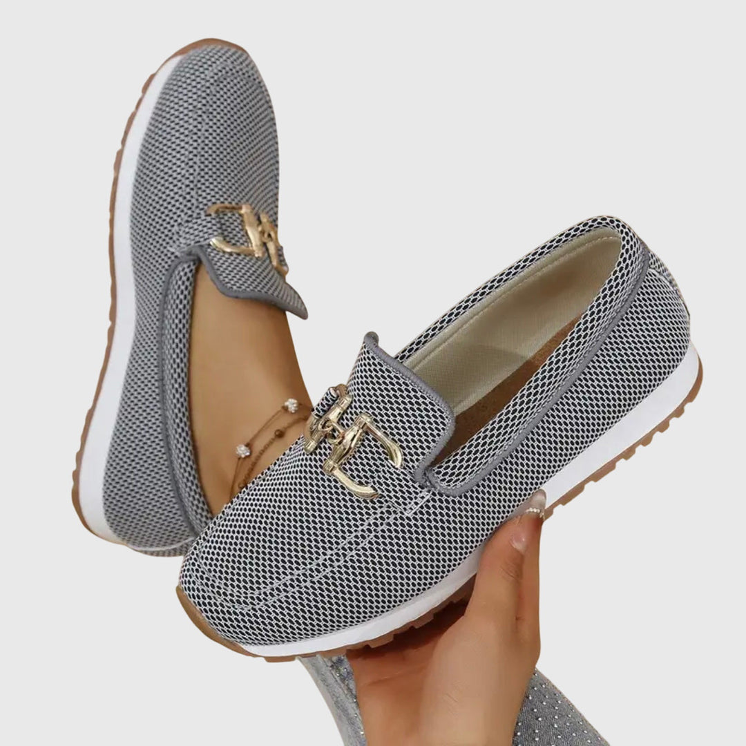 Womens Slip-On Loafers Breathable Mesh Trainer with Gum Sole