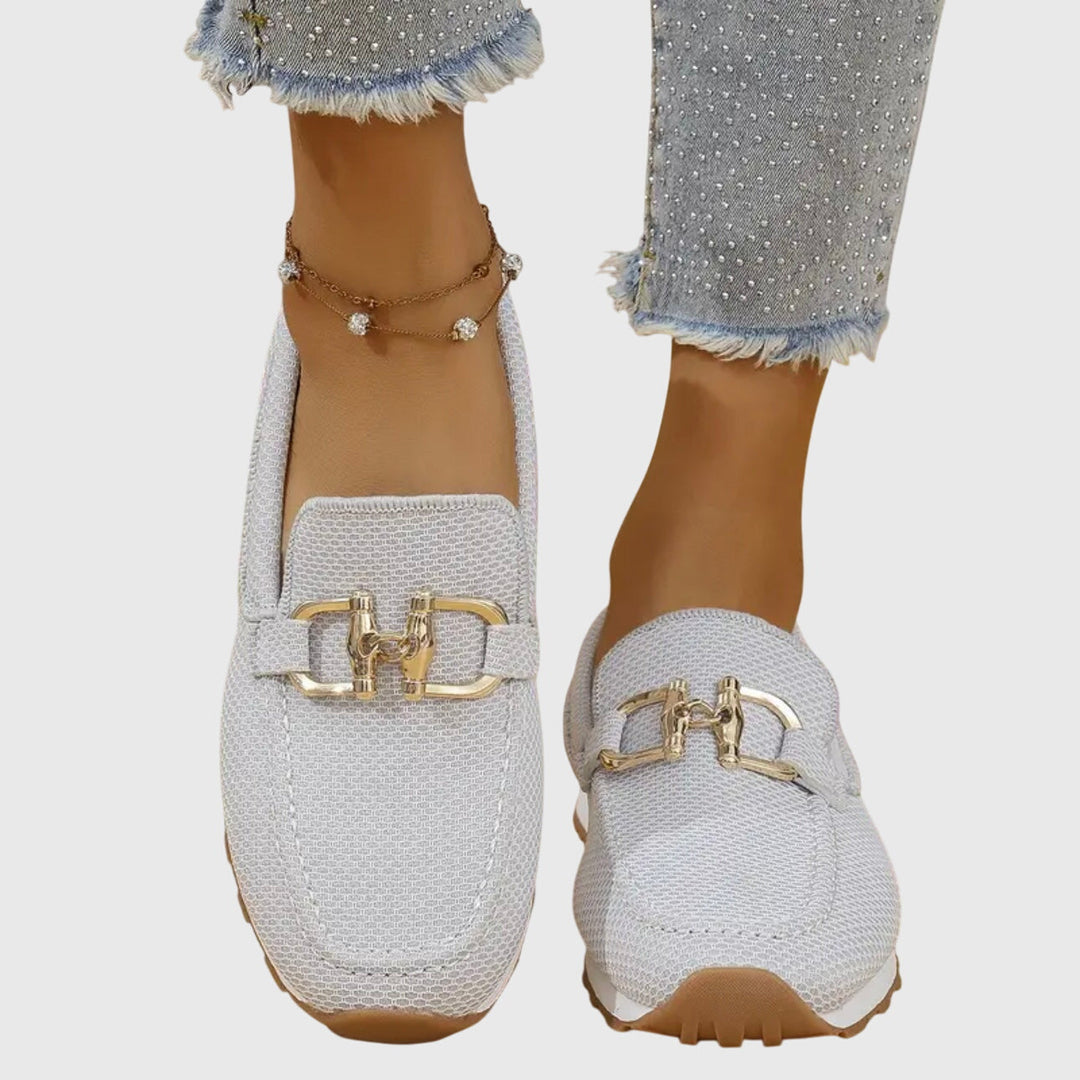 Womens Slip-On Loafers Breathable Mesh Trainer with Gum Sole