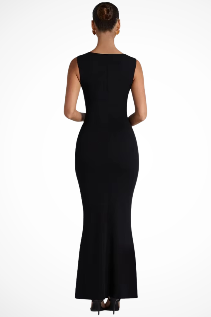 Womens Maxi Bodycon Dress Square Neck Wide Straps