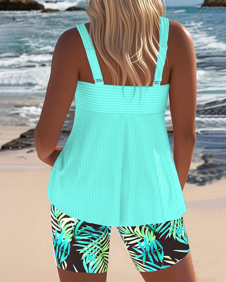 Womens Tankini Swimsuit with Tummy Control and Printed Bottoms