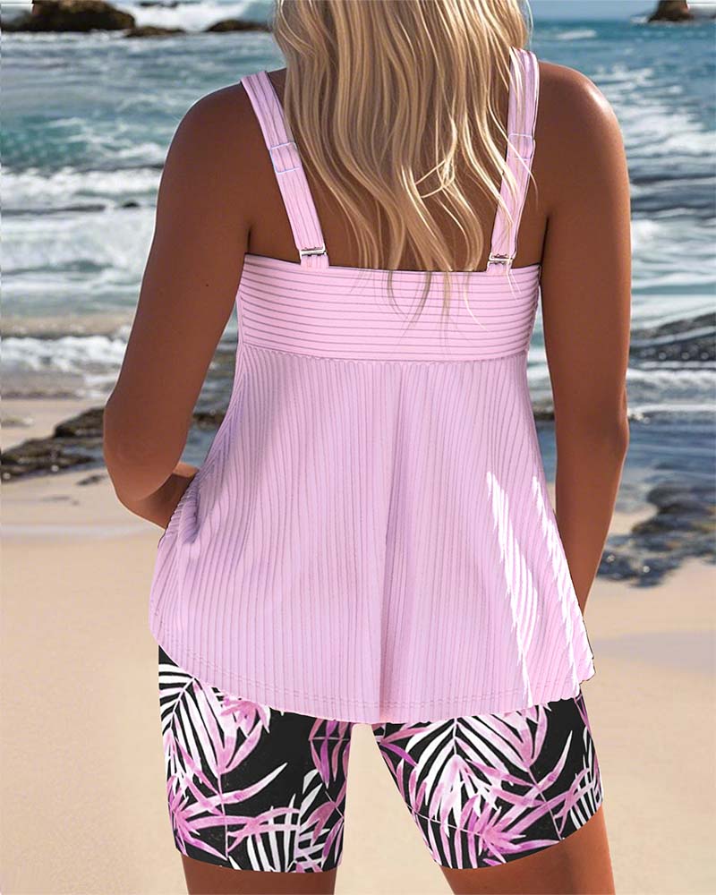 Womens Tankini Swimsuit with Tummy Control and Printed Bottoms