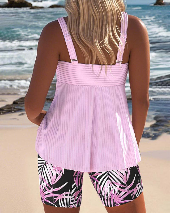 Womens Tankini Swimsuit with Tummy Control and Printed Bottoms