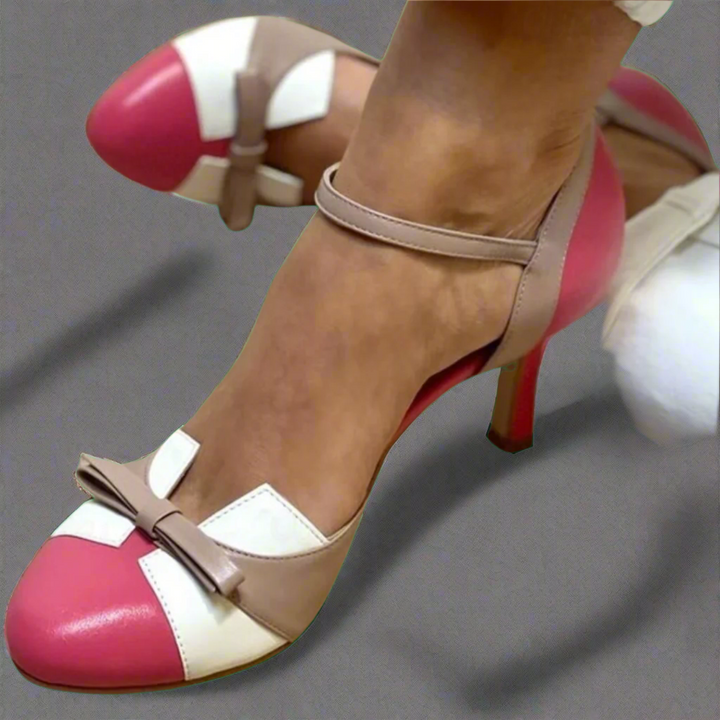 Womens Mary Jane Heels with Bow Slim Stiletto Ankle Strap