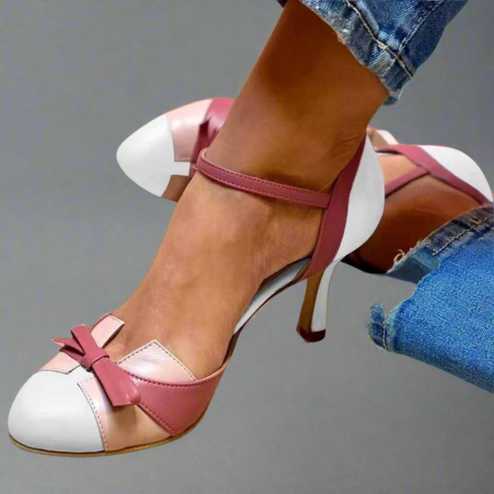 Womens Mary Jane Heels with Bow Slim Stiletto Ankle Strap