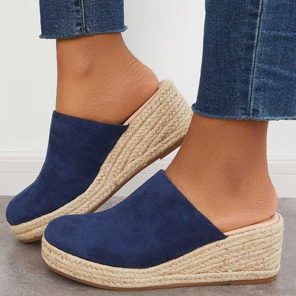 Womens Espadrille Wedge Sandals Closed Toe Slip-On - Clovrio